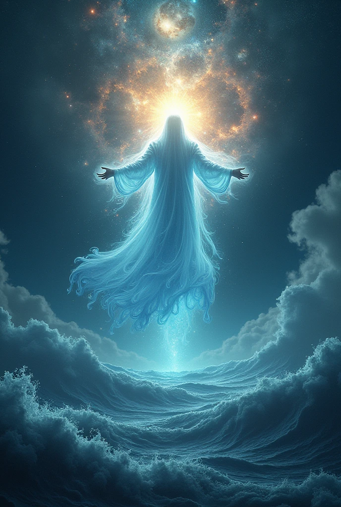 God creating the animated sky and sea 
