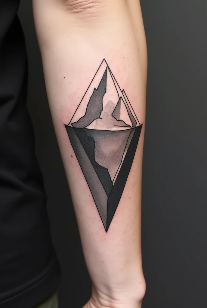 Iceberg tattoo or the bottom of the iceberg is subtle or crazy in minimalist and geometric on the triceps