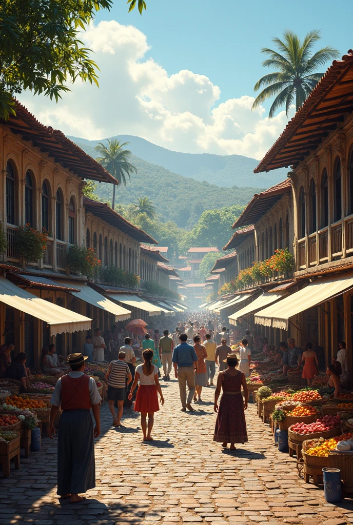 interior commercial street in northeastern Brazil in the 1800s