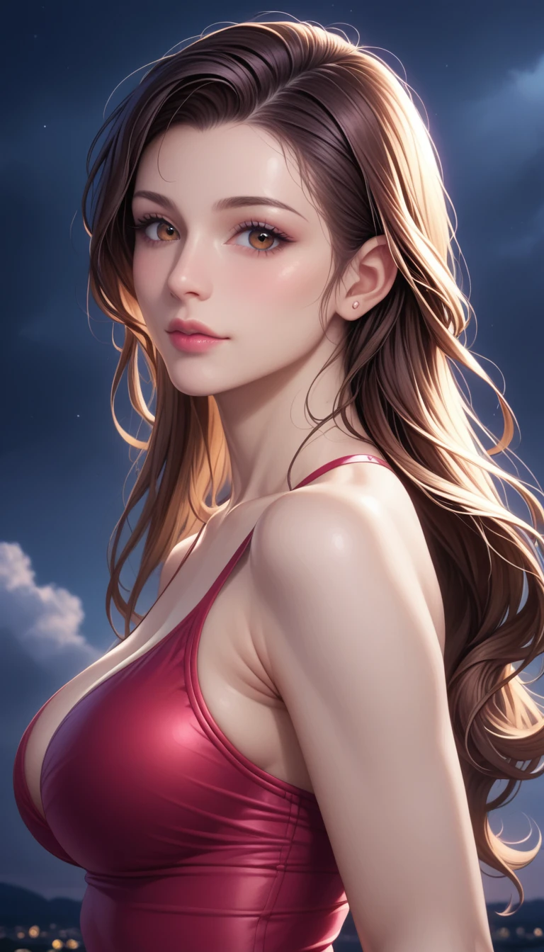 score_9, score_8_superior, score_7_superior, High-resolution CG illustration,A masterpiece in 32K resolution,Highest quality,it is really amazing,Very detailed,Ultra-high resolution,Ultra-realistic,Realistic,Increased depth of field,Cinematic lighting,
Sexy mature Japan woman,
Straight long hair with black hair,Ultra-detailed and beautiful face,Calm and gentle look,Beautiful brown eyes,Translucent white skin,Realistic skin texture,Great proportions,
Elegant red swimsuit,
Simple design,Chic color scheme based on red,Detailed fabric texture,
(Dark overcast sky on a dull night:1.1),(Dark clouds filling the sky:1.1),Thundercloud,Coastline at night,Stormy seas,delay々A desolate sandy beach that continues,
(Beautiful back view:1.2),Cinematic,