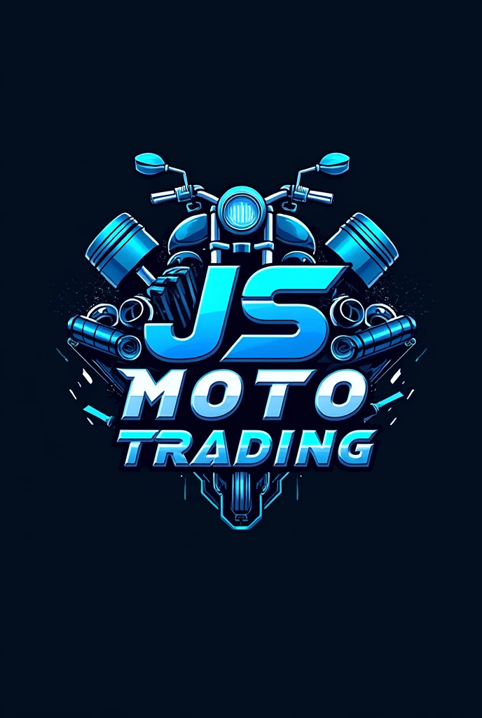 Logo named JS MOTO TRADING, color blue, background are about motorcycle only and parts of motor
