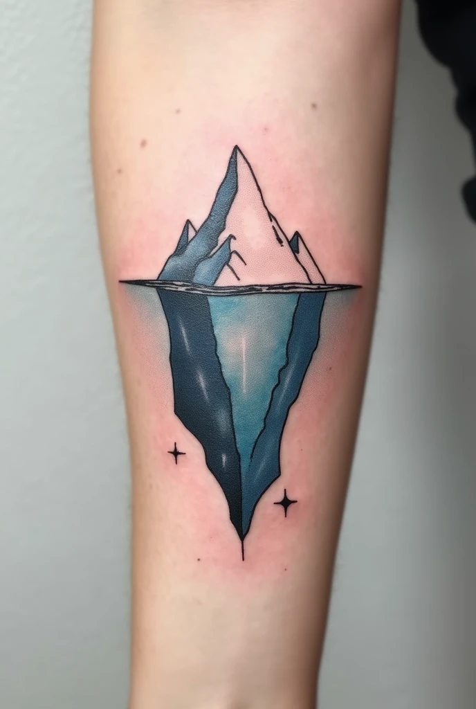 Iceberg tattoo or the bottom of the iceberg is inconspicuous or crazy in minimalist and geometric in small