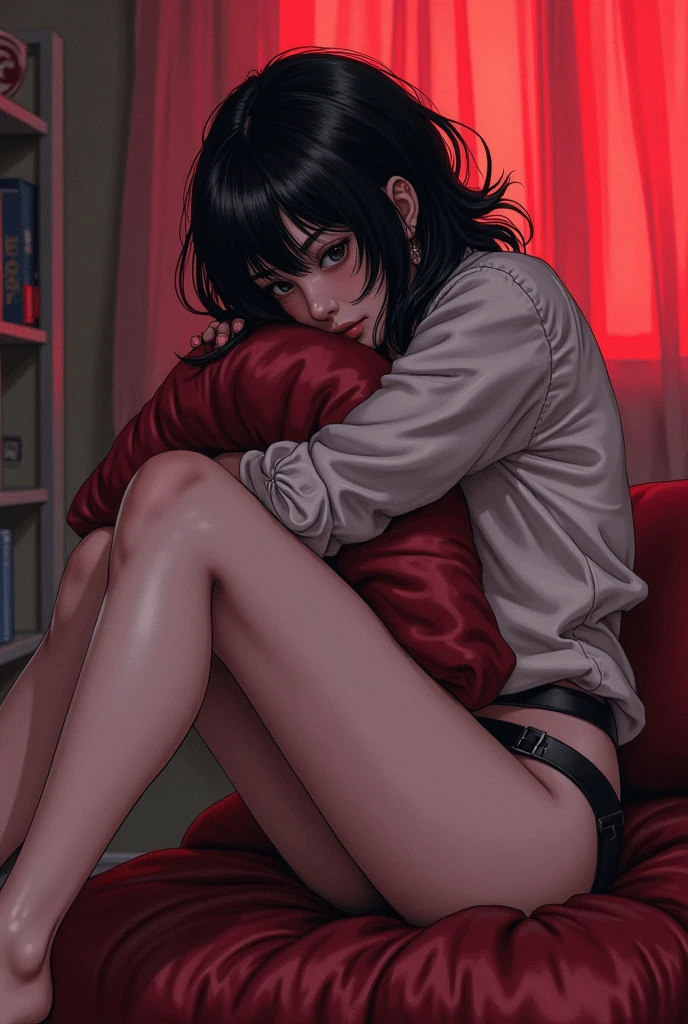 touka kirishima from Tokyo ghoul humping a pillow  between her legs