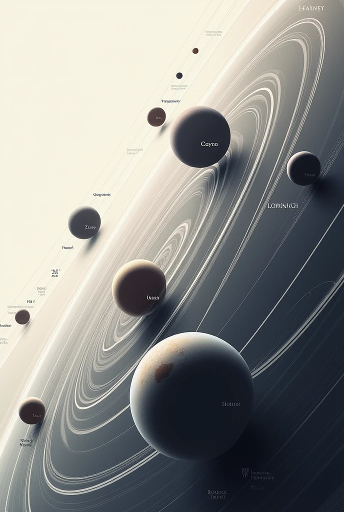 solar system without color the image should be diagonal and with the planets and their names