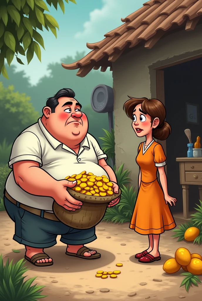 When the stingy husband's time of need arrived, his wife asked him for mangoes.
Cartoon character