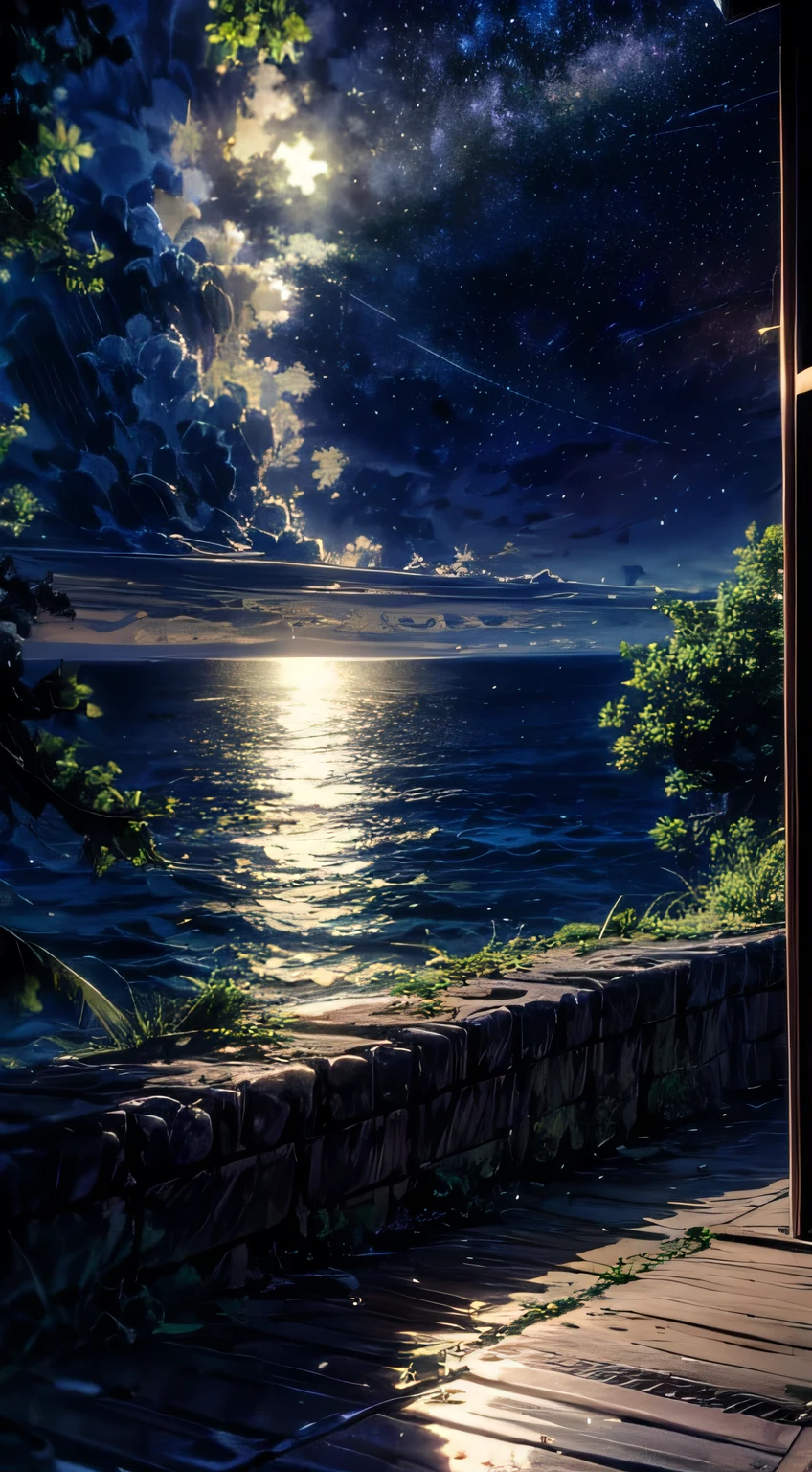 Ocean view with beautiful clouds night time with a island far away full mind calming and relaxing view