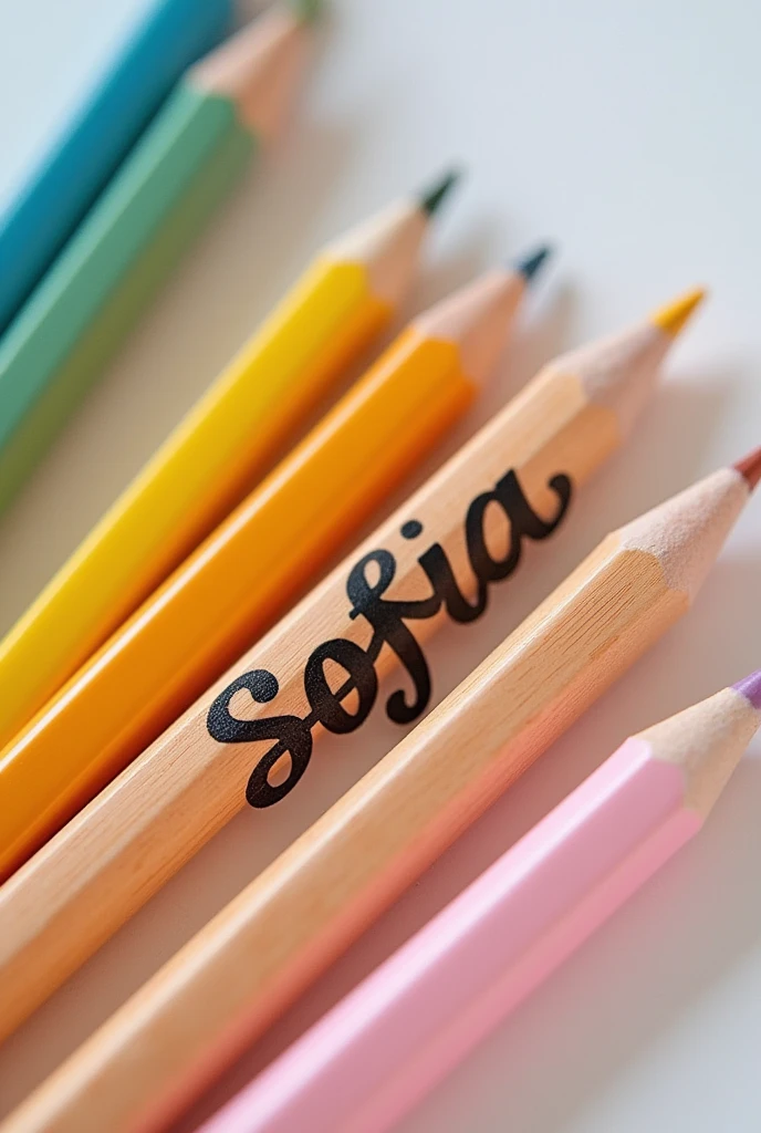 Pencil labels with the CT logo and Sofia's name 1st grade D