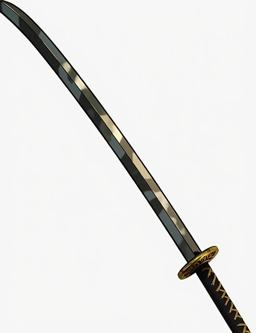 A yellow katana without a person, just the katana 