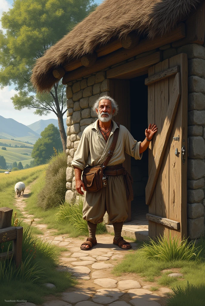 A shepherd opened the door and saw that some guests had arrived