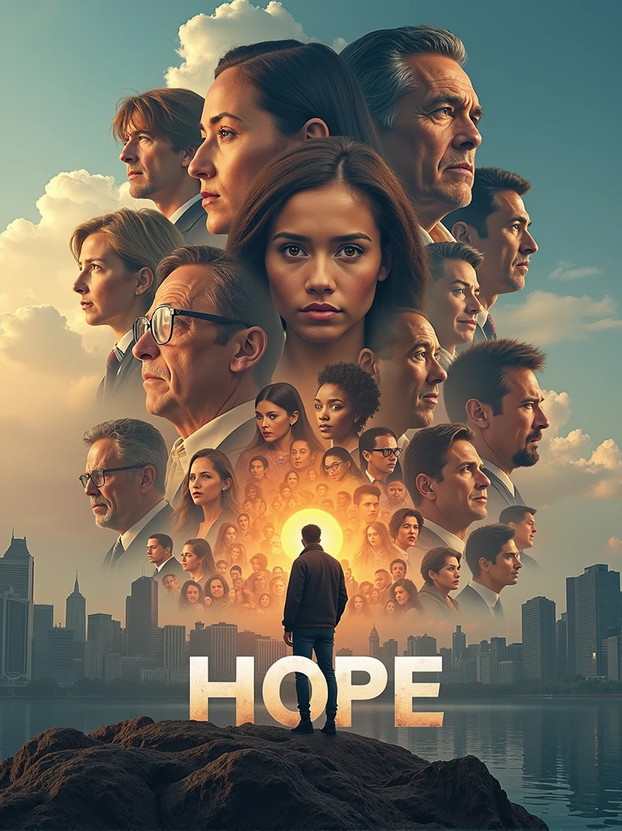 images with 16:9 format that portray high-resolution images with high contrasts hyper realism fade texts on the image focused on hope for better days bring people , places, animals, landscapes etc: