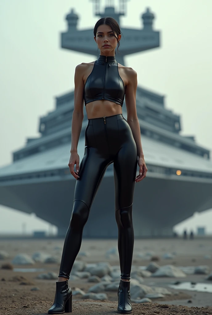 a girl in latex leggings against the background of the Venator destroyer above her. The inscription Multiversum2 season 4