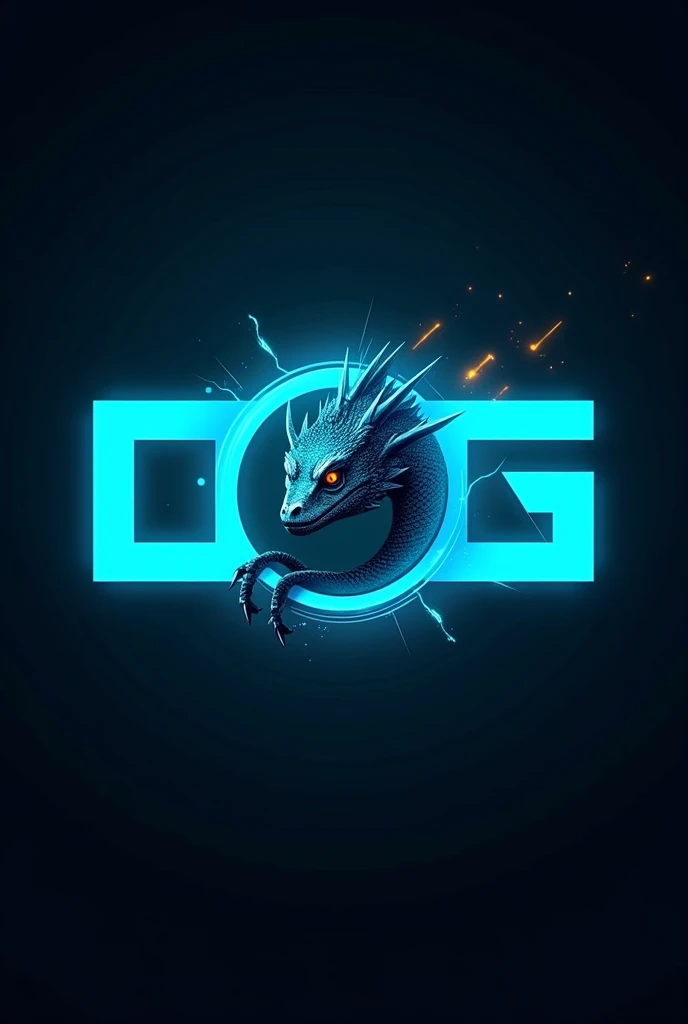 Gaming Logo with the name OG in turquoise neon blue with a Shiggy