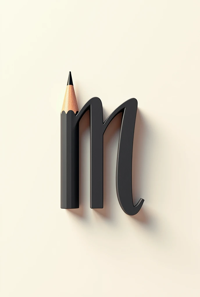Typography that mixes the letter m and a pencil