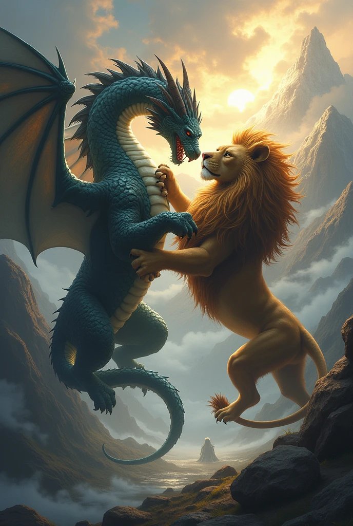 Dragon and lion in one frame 