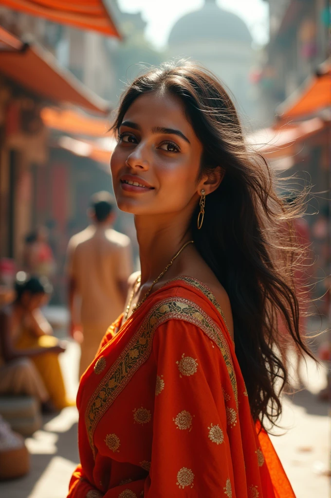 Create images of a beautiful girl visit in india