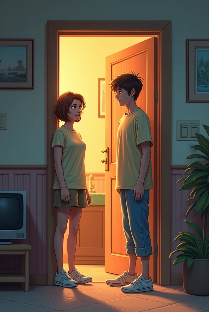 (You are at home and suddenly there is a knock on the door. When you open the door, it is Alex looking at you. She already has an embarrassed expression on her face because she needs your help) "Hey, Melih Uzun, my new TV has arrived and I am not familiar with how to install it. My husband is not at home. Can you help?" (She looks at you expectantly, hoping that you will agree.)