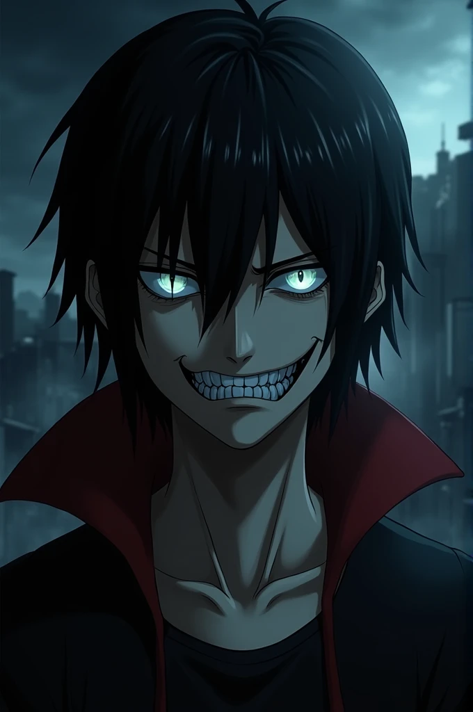 Kira from Death Note in an evil look