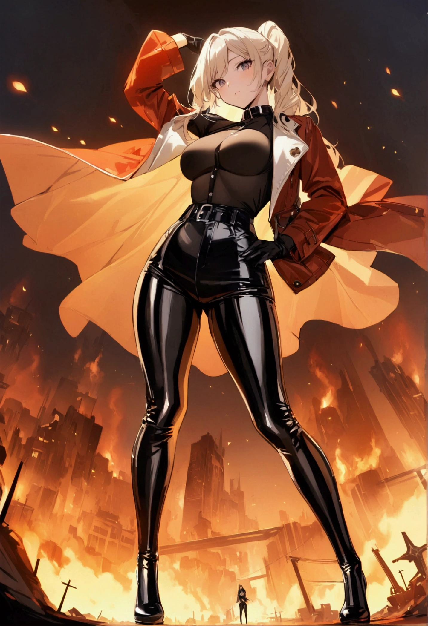 a girl in latex leggings against the background of a burning city with the inscription Multiversum 2 season 4 above her