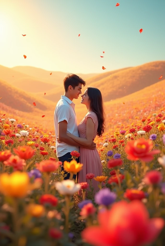 Couple photo in the flower field
