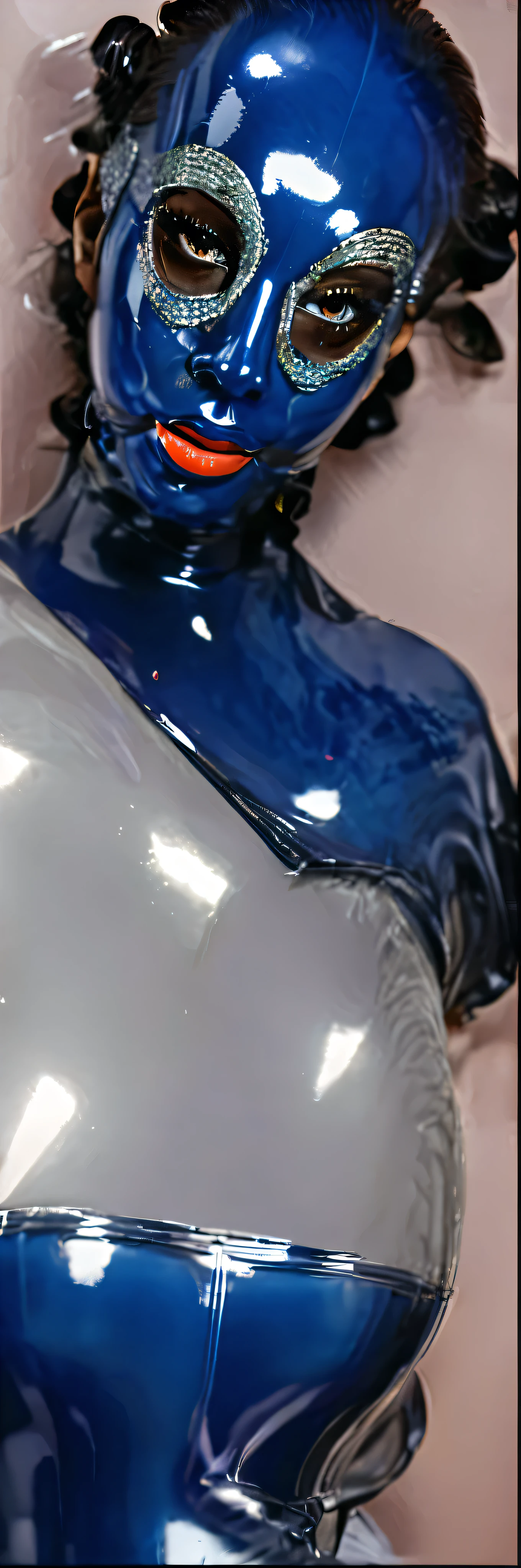 masterpiece:1.2,best_quality:1.3, one woman, solo, closeup_portrait:1.7,face:1.8,The face of a very beautiful girl、Wearing a latex face mask. Lots of details, Very realistic. good quality, 32K, azurite latex lips, rubber lips, plump lips,  stare, latex lips apart of mask.STOP.Safe_for_Work:2
