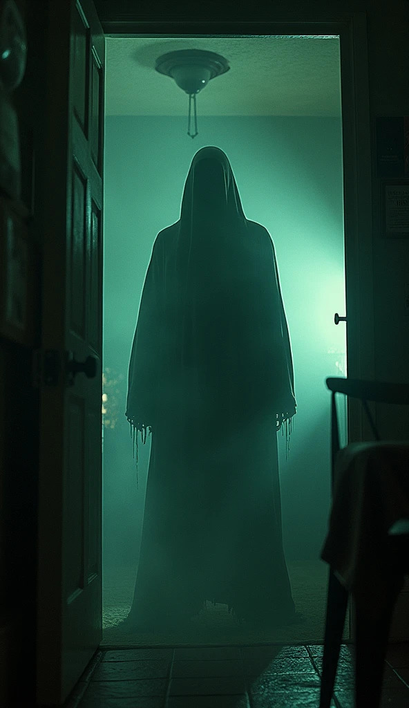 The Bell Witch’s ghostly presence in a room, moving objects and causing eerie disturbances, with a sense of dread in the air.
