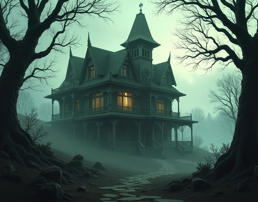 a 1920's house, day light, lovecraft setting, role-playing game.