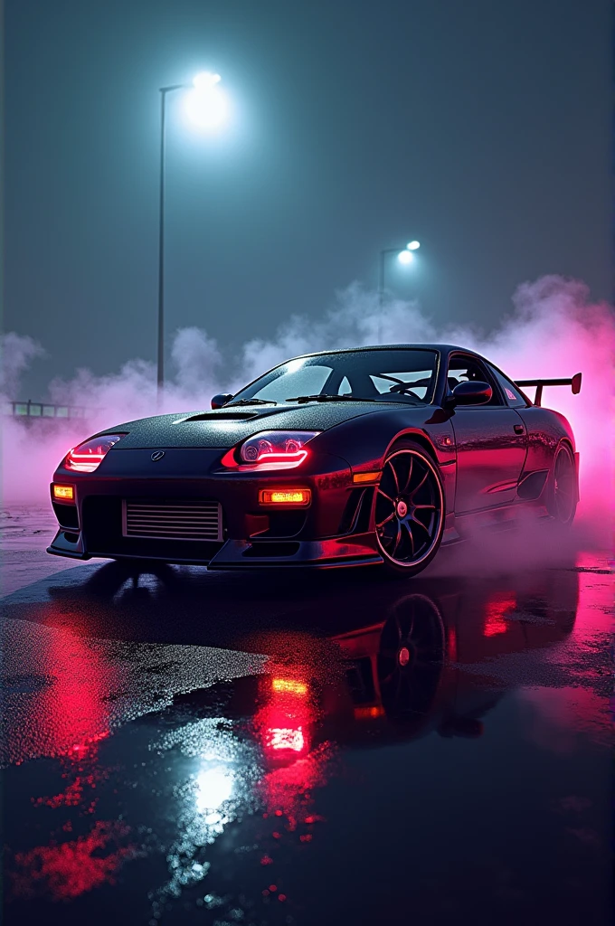 
"I would like to create art for my music album titled 'Eclipse'. The album concept is inspired by the Eclipse car from the movie 'Fast and Furious'. The art should reflect a dynamic and energetic style, with elements that evoke speed and the car aesthetic. The artist's name is Kayron and the musical style is phonk