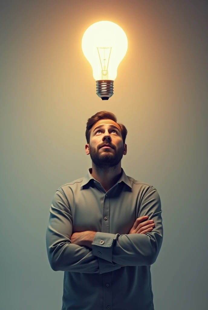 Man having an idea with a light bulb above his head
