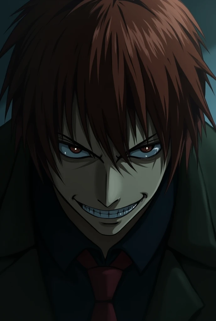 Kira from Death Note in an evil look