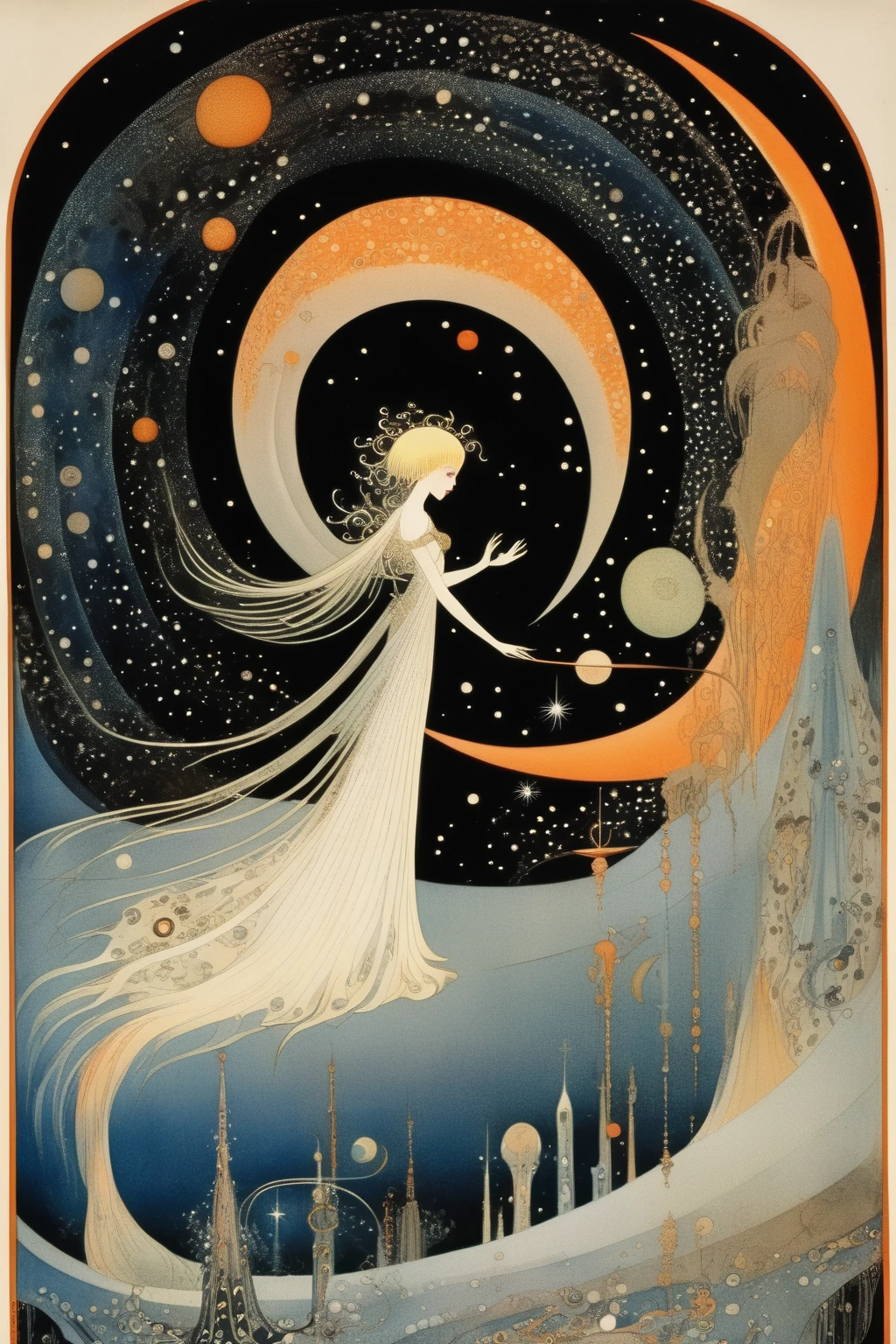 Kay Nielsen Style - Kay Nielsen Style. Outer space. The earth is about to shatter. The goddess dances while looking down on it.