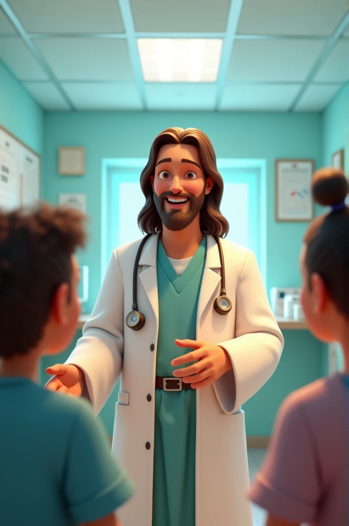 Animated Jesus being a doctor