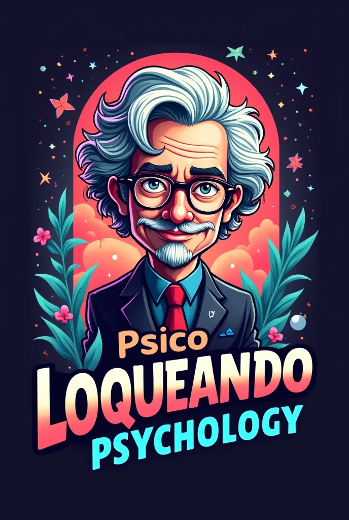 Logo for a TikTok page with a theme of humor and intelligence about psychology. It should include a famous crazy psychologist.
PsicoLoqueando should go at the bottom of the image in an attractive way and clear font.