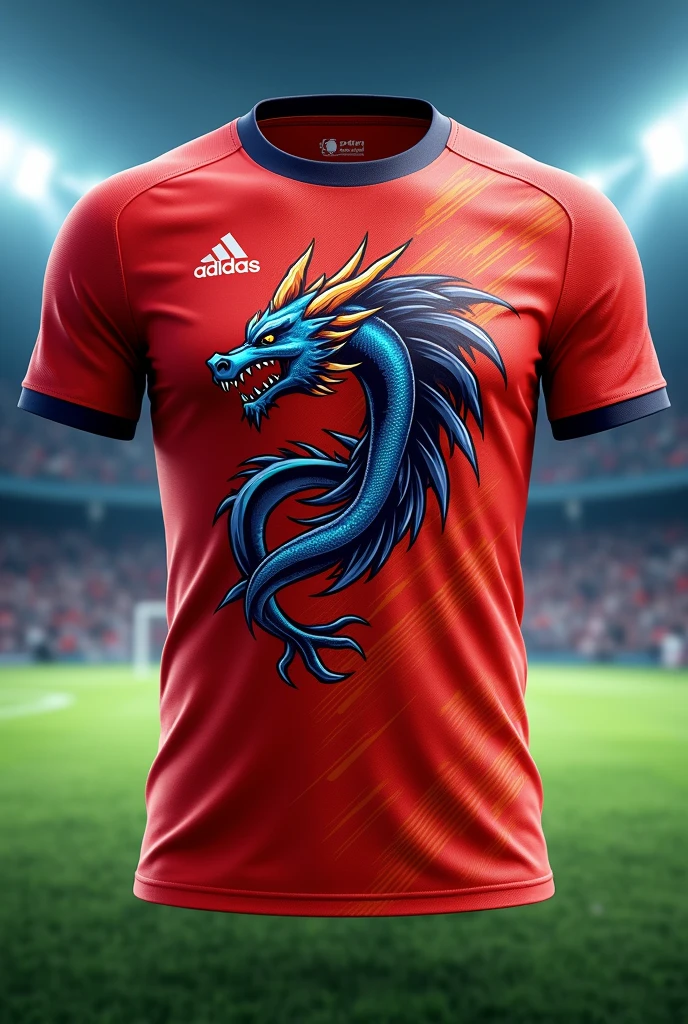 Make a 7th grade interclass soccer shirt with a dragon on the front and back