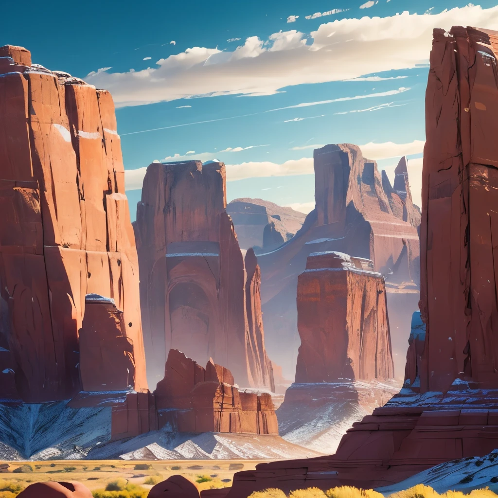 mountains with a large rock formation in the middle of them, epic land formations, chiseled formations, beautiful new mexico landscape, by Carl Rahl, incredibly beautiful, layers of strata, by Robert Childress, by George Claessen, amazing color photograph, by Greg Spalenka, wyoming, oklahoma, by Richard Gruelle, by Leon Chwistek