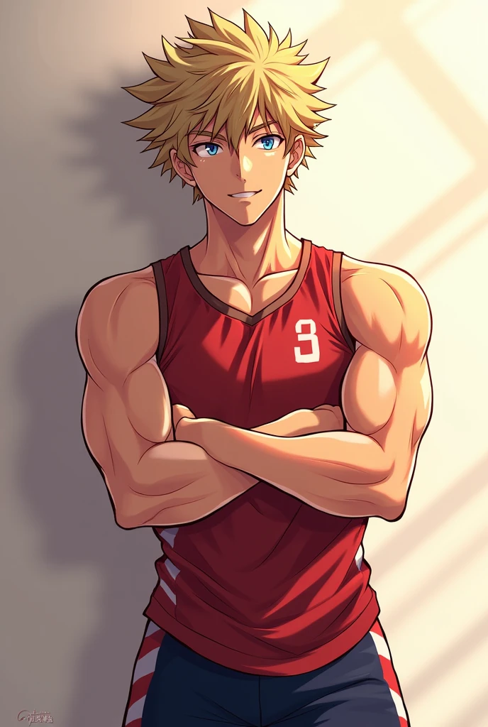 anime Haikyuu character Sugawara sexy and sensual muscles