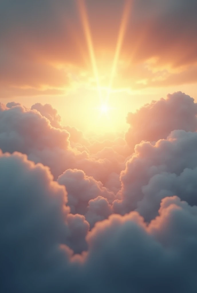 Cut to a soft, warm light breaking through the clouds, symbolizing hope.