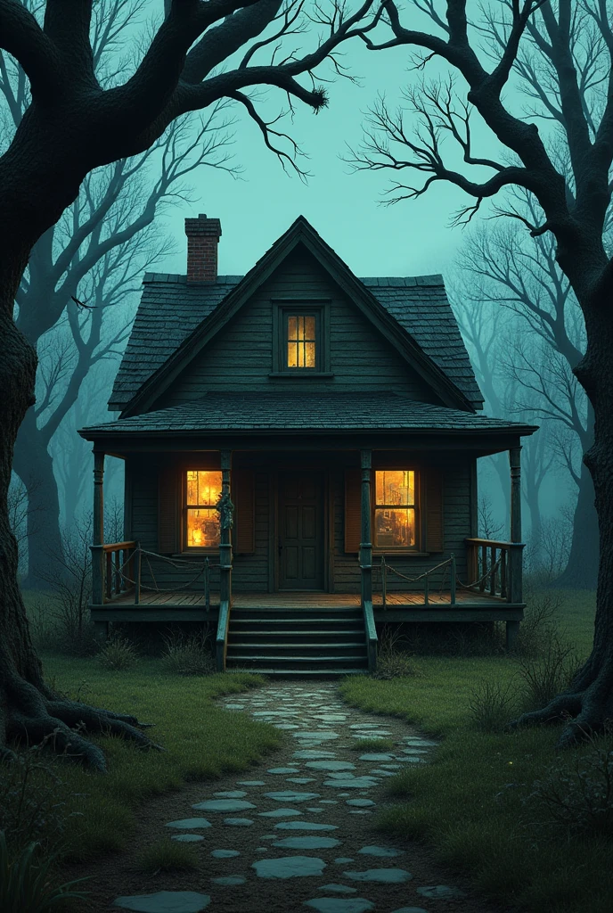 A one-story house from the 1920s, set in the universe of the call of cthulhu, daylighting, role-playing game.