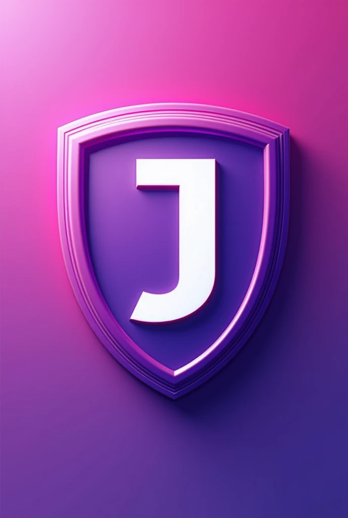 Create a round purple and pink soccer shield, There should be a large purple J with a white background.