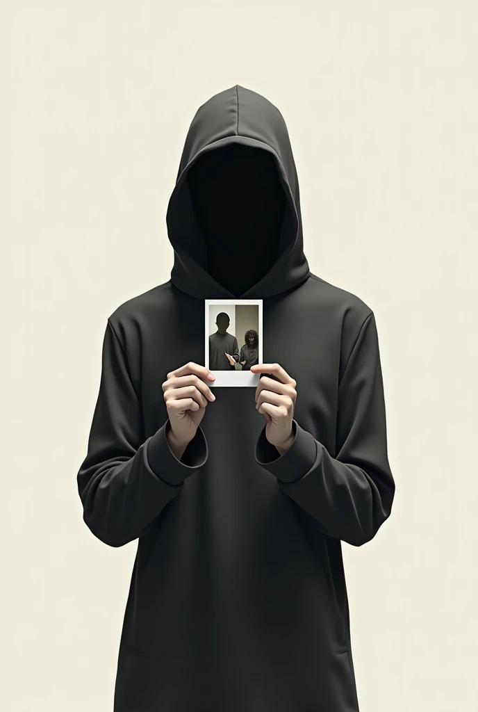 A faceless man and holding paper photo create