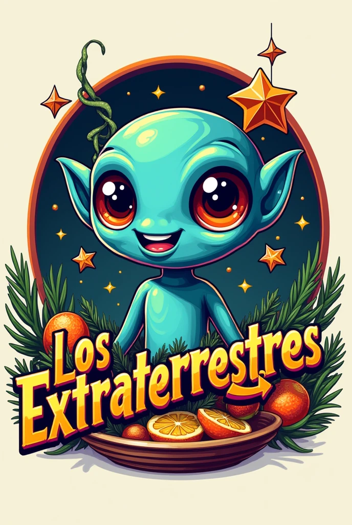 Create a logo for a chicharroneria and cevicheria called 'Los Extraterrestres'