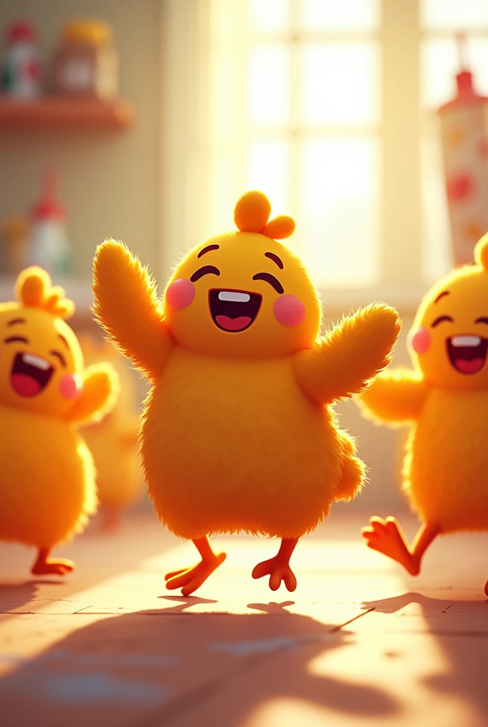 Create a dancing and laughing chicken nugget with his family