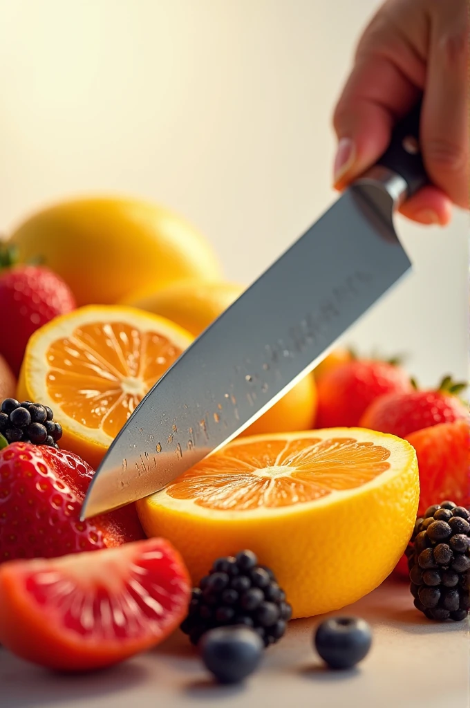 Fruit cut with sharp knife 