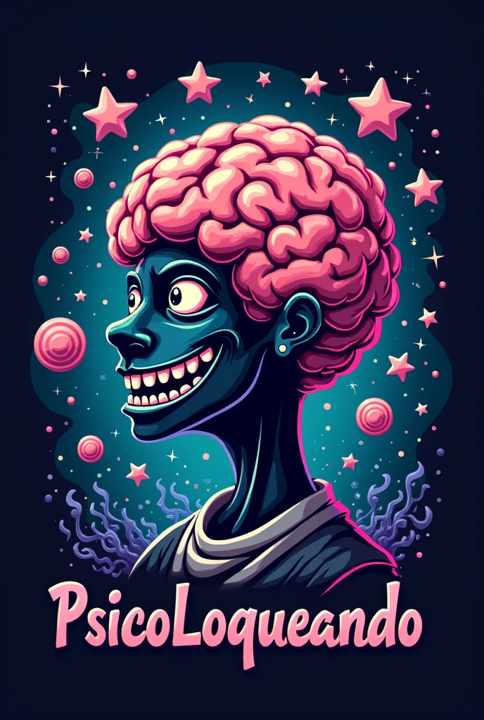 Logo for a TikTok page with a theme of humor and intelligence about psychology. It must contain a brain with a lot of madness.
PsicoLoqueando should go at the bottom of the image in an attractive way and clear font.
