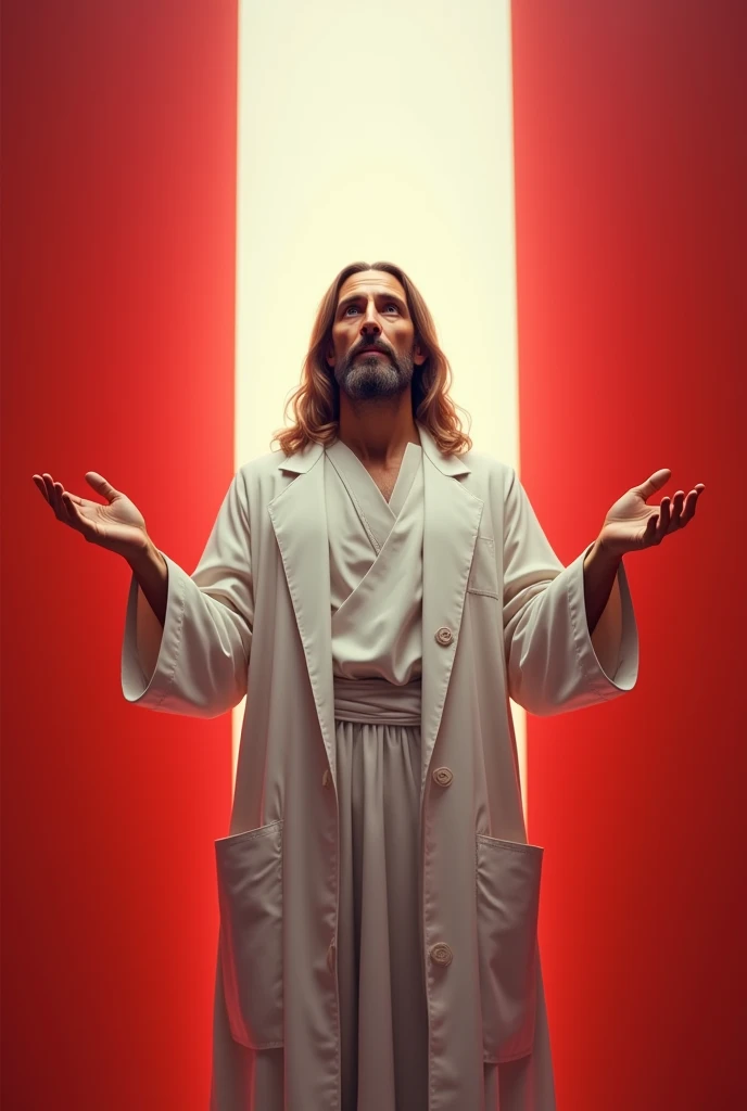 Red and white background related to the theme of Jesus Doctor of Doctors format