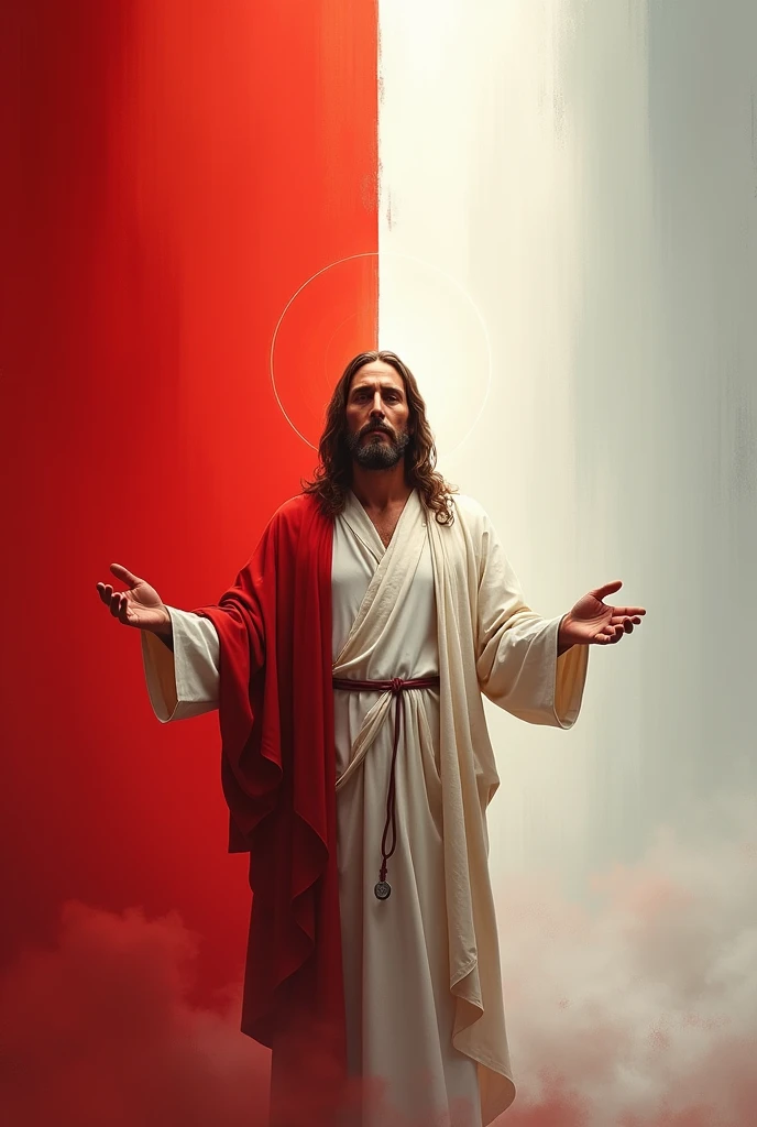 Red and white background related to the theme of Jesus Doctor of Doctors format