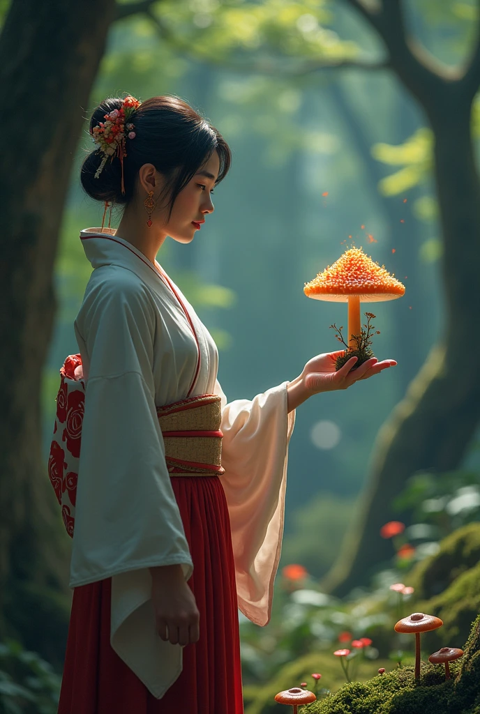 A Japanese person offering me a mushroom

