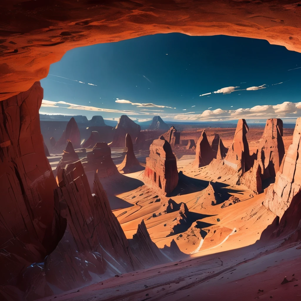 mountains with a large rock formation in the middle of them, a digital rendering by Carl Rahl, flickr, naive art, chiseled formations, epic land formations, beautiful new mexico landscape, incredibly beautiful, layers of strata, amazing color photograph, wyoming, oklahoma, dramatic earth colors, “ aerial view of a mountain, red peaks in the background, photorealist