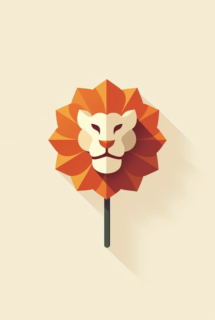 lion flower logo, flat design