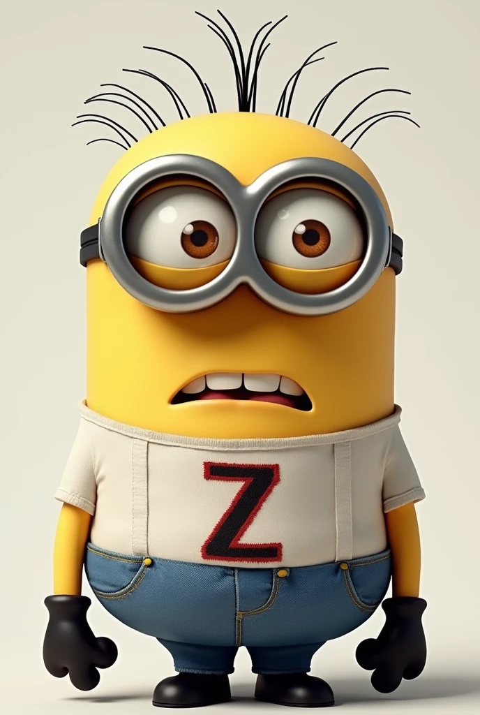 Minion with letter z on t-shirt, alkash and with the name Kirill