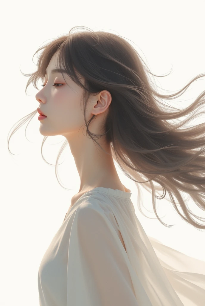 Reiyo Matsumoto,Fluttering Hair,White background
